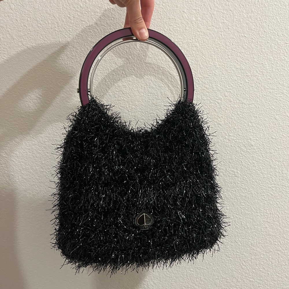 Kate Space Black Fuzzy Shimmer Bag